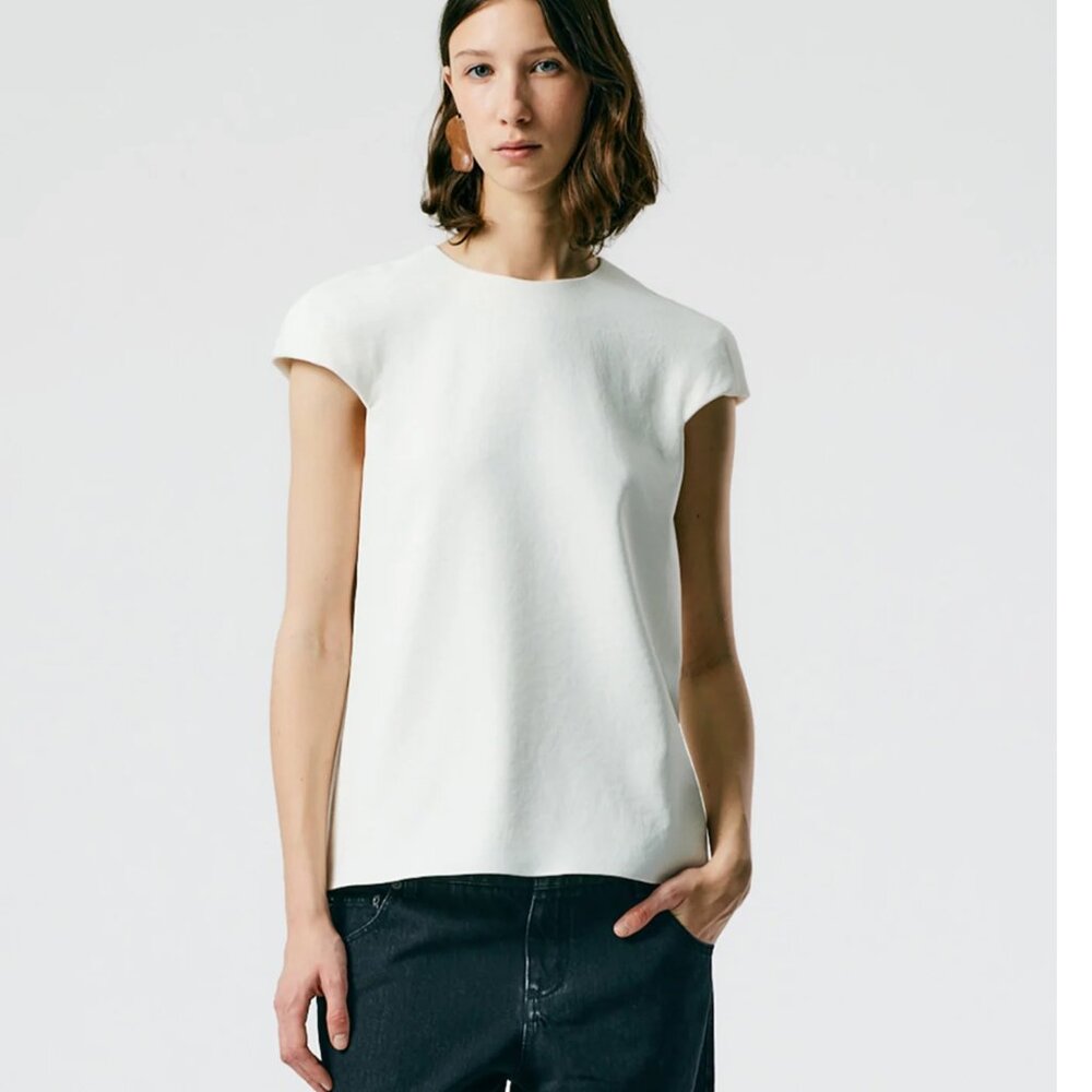 Tibi Chalky Drape Rounded Shoulderpad Top Size 4 NWT